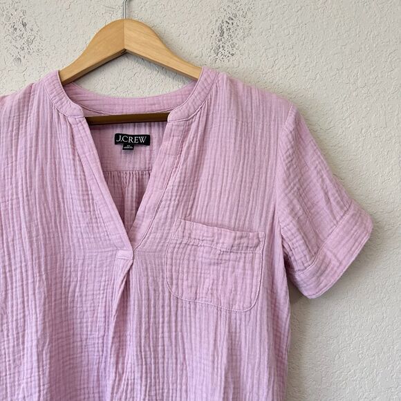 J. CREW V-Neck Double Gauze Popover Top #BI431 Light Purple / Pink - Picture 3 of 10